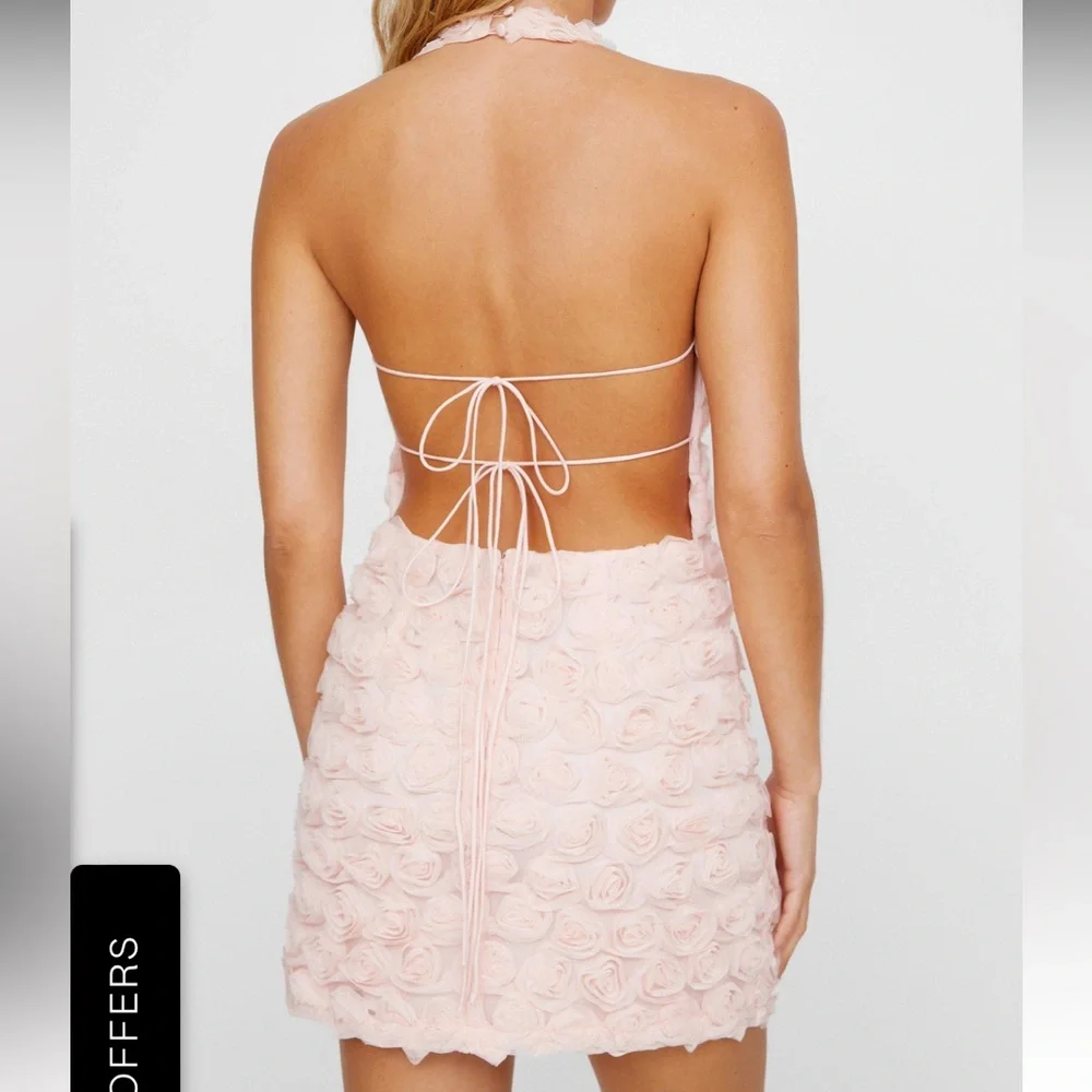 Nasty Gal Pink Rose Halter Neck Mini Dress 🌹 - Picture 6 of 9